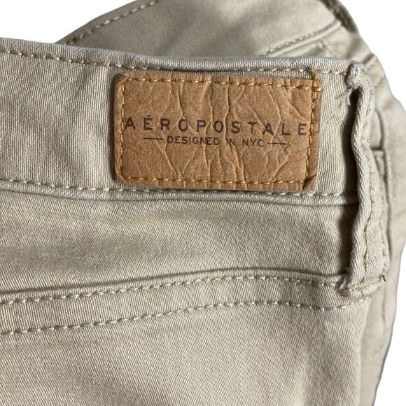 Aeropostale Jeans Jegging Womens 2 Short 26x26 Beige High Waisted Pants Classic - Picture 6 of 8